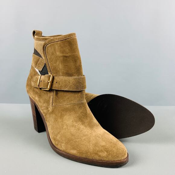BURBERRY Size 11 Brown Suede Chunky heel Boots - Picture 5 of 8